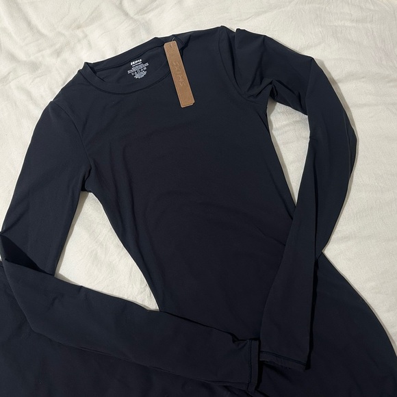 NWT Skims Fits Everybody Crew Neck Long Sleeve Dress new black maxi - Picture 5 of 6
